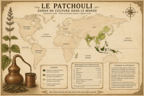 carte de production de patchouli dans le monde